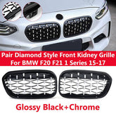 BMW F20/21 1 series FACELIFT MILLION STAR KIDNEY GRILLS GLOSS BLACK with silver diamond