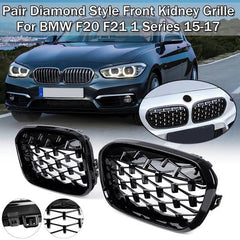 BMW F20/21 1 series FACELIFT MILLION STAR KIDNEY GRILLS GLOSS BLACK with silver diamond