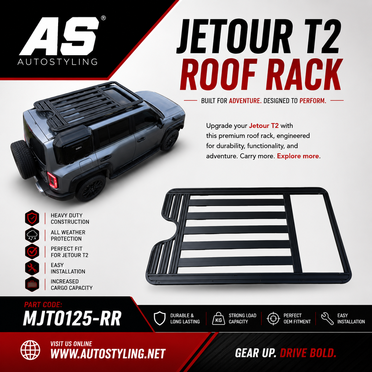 Jetour T2 (25-On) Aluminium Luggage Platform Roof Rack - Autostyling Klerksdorp