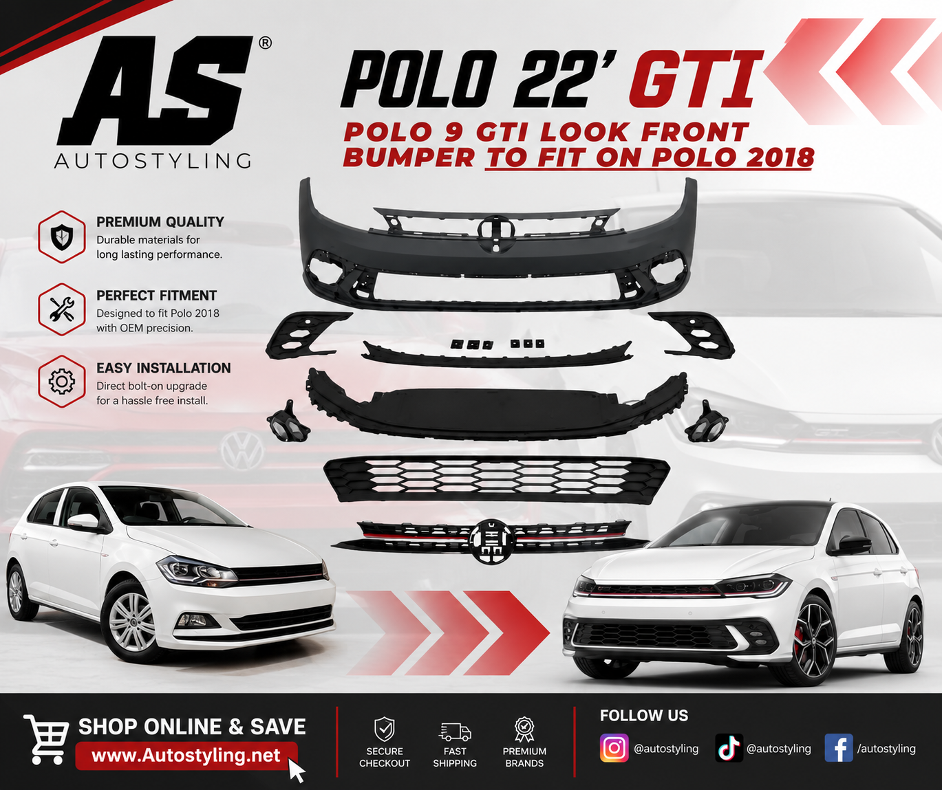 Polo 8 2018+ TO POLO 8 “GTI LOOK “ BUMPER upgrade - Autostyling Klerksdorp