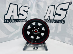 14” A-LINE 8 SPOKE BLACK RED STRIPE 5/114 for 7 seaters