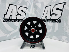 14” LEGEND 8 SPOKE BLACK RED STRIPE 5/114 for 7 seaters