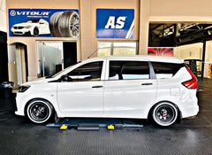 14” A-LINE 8 SPOKE BLACK SILVER STRIPE 5/114 ( 7 seaters )