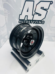 14” A-LINE 8 SPOKE BLACK SILVER STRIPE 5/114 ( 7 seaters )