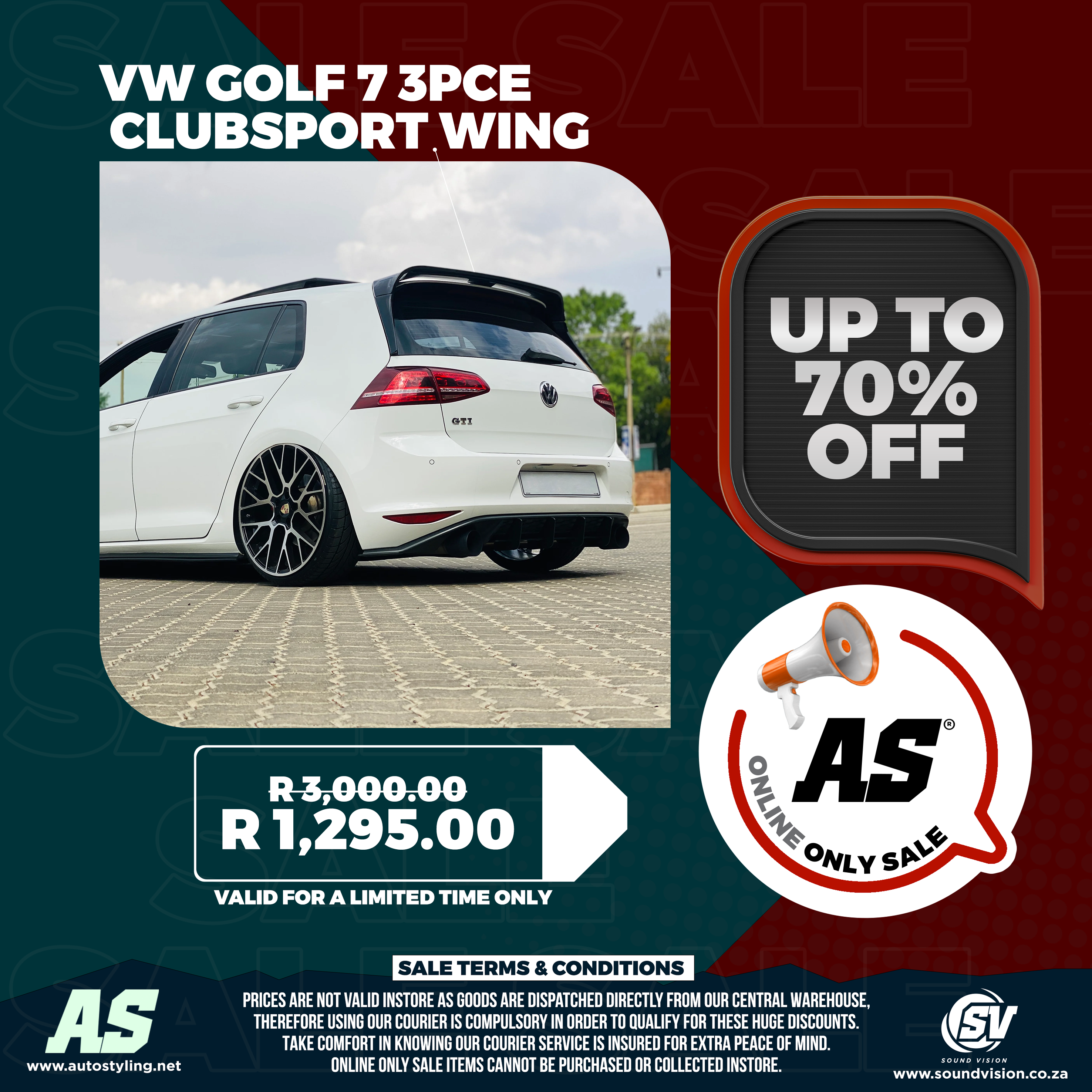 VW GOLF 7 3PCE CLUBSPORT WING - Autostyling Klerksdorp