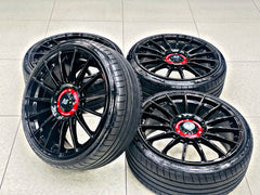 19” AS-SUPERTURISMO 5/112 & 5x100 multi PCD GLOSS BLACK WITH 215/35/19 TYRES - Autostyling Klerksdorp