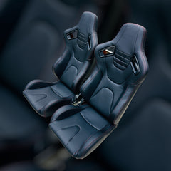 WINGBACK SEATS BLK/RED STICH