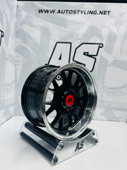 15” AS- 7567 5x100 & 5x114 black machine lip wheels