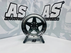 15” AS APEX - 7704 4/100 4/108 gunmetal grey wheels