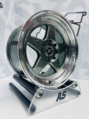 15” AS APEX - 7704 4/100 4/108 gunmetal grey wheels