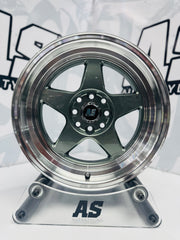 15” AS APEX - 7704 4/100 4/108 gunmetal grey wheels