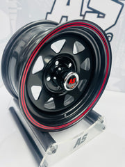 14” A-LINE 8 SPOKE BLACK RED STRIPE 5/114 for 7 seaters