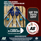 ARC COILOVERS VW POLO 6 R/TSI/VIVO BLUE OR YELLOW ( NOT 9N )