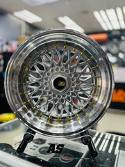 17” AS-MESH 8.5/10j 4/100 4/114 SILVER GOLD STUDS