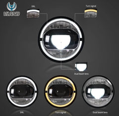 VLAND 7 Inches LED Projector Headlights for Jeep Wrangler 2007-2017 (DRL Integrated w/ Turn Signals)