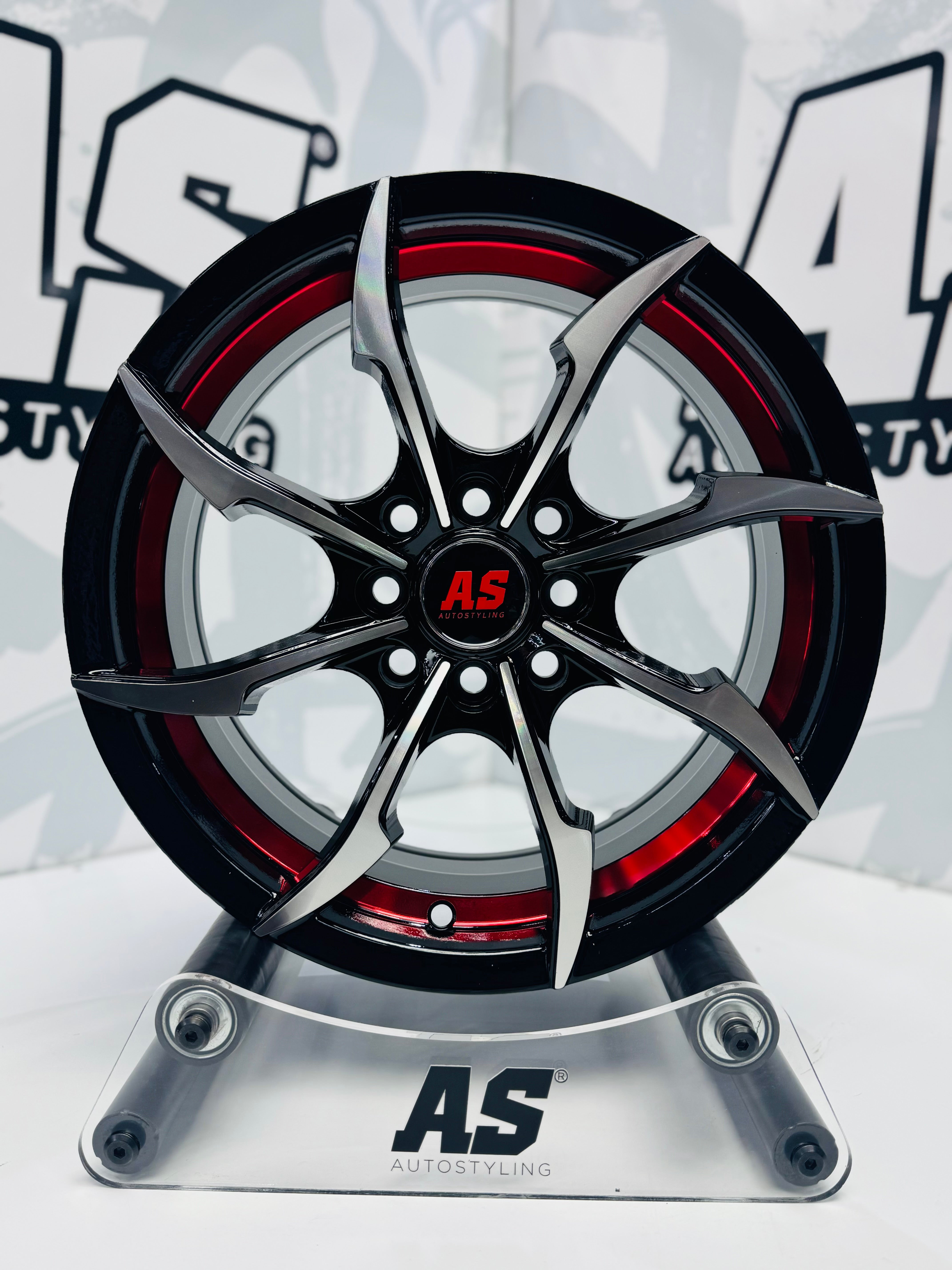 15” M8959 4x100 4x114 Machine black red - Autostyling Klerksdorp