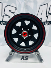 14” LEGEND 8 SPOKE BLACK RED STRIPE 5/114 for 7 seaters