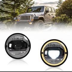 VLAND 7 Inches LED Projector Headlights for Jeep Wrangler 2007-2017 (DRL Integrated w/ Turn Signals)