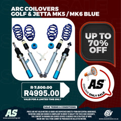 ARC COILOVERS VW GOLF & JETTA MK5 / MK6 & AUDI 8p BLUE or yellow