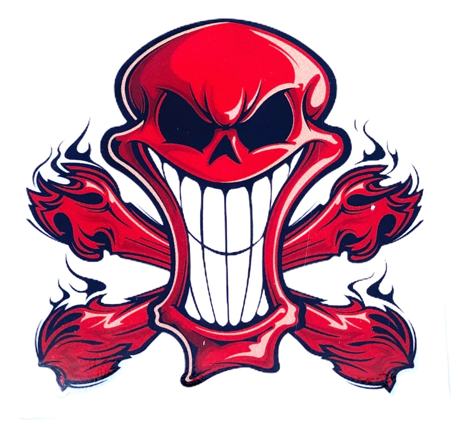 RED CROSS BONE SKULL STICKER - Autostyling Klerksdorp