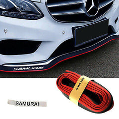 SAMURAI UNIVERSAL RUBBER FRONT SPOILER MATT BLACK RED EDGE