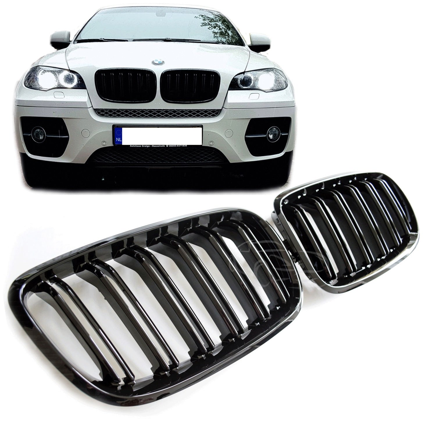 BMW E70 2008 X5 DOUBLE SLAT GLOSS BLACK GRILLS - Autostyling Klerksdorp