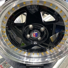 17” AS - 52 4x100 BLK GOLD STUD