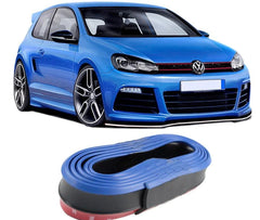 SAMURAI UNIVERSAL RUBBER FRONT SPOILER MATT BLACK BLUE EDGE