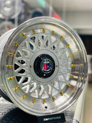 15” AS-P/MESH 4/100 4/114 SILVER + GOLD STUD