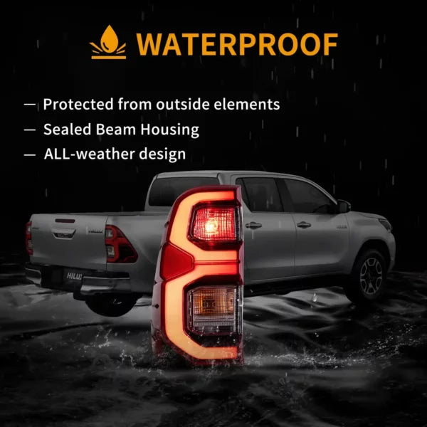 2015 to 2022 GD6 style Toyota Hilux SR5 8th Gens (GUN125,GUN126R) Vland LED Tail Lights With Dynamic Welcome Lighting