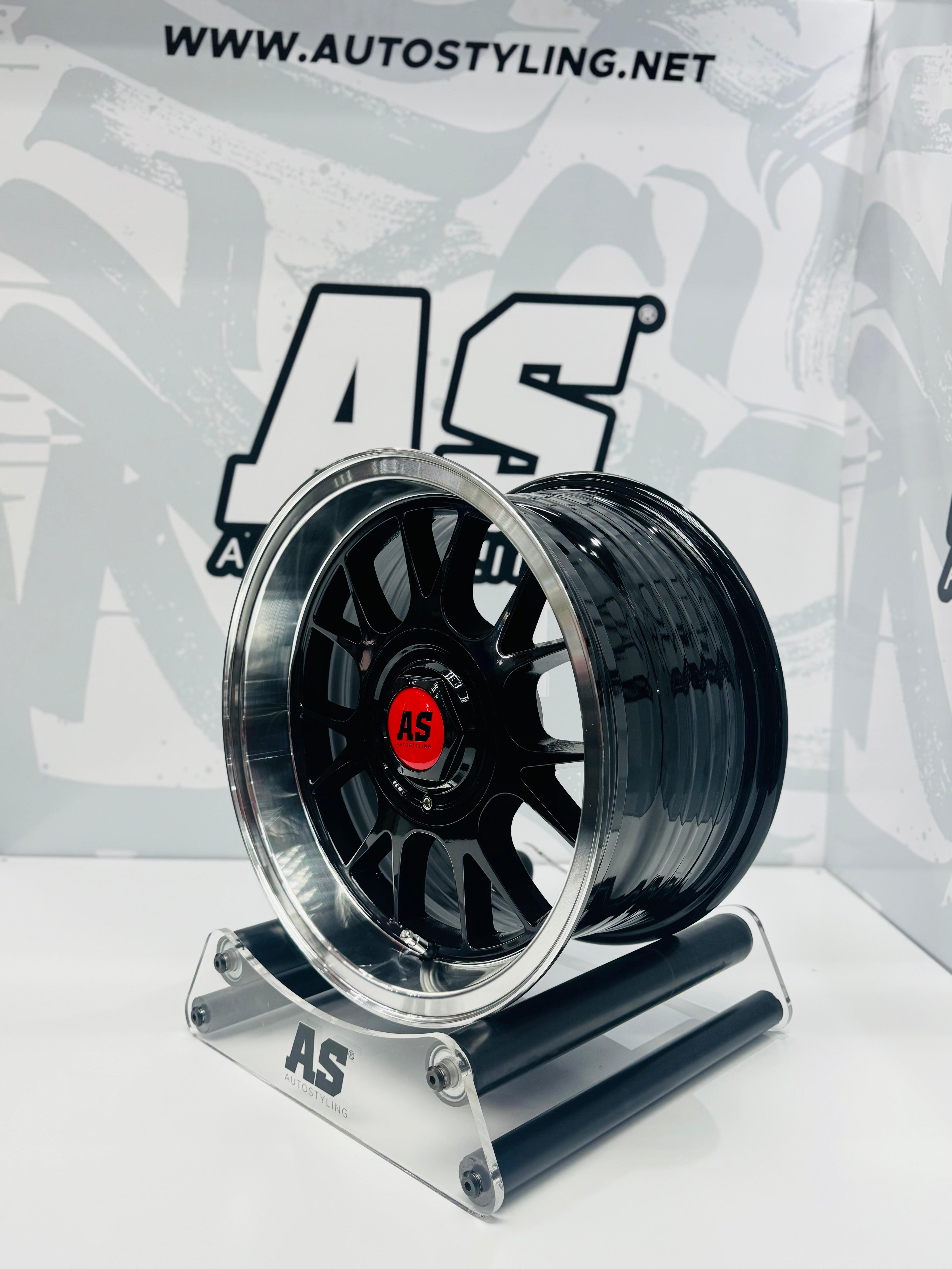 15” AS- 7567 5x100 & 5x114 black  machine lip wheels