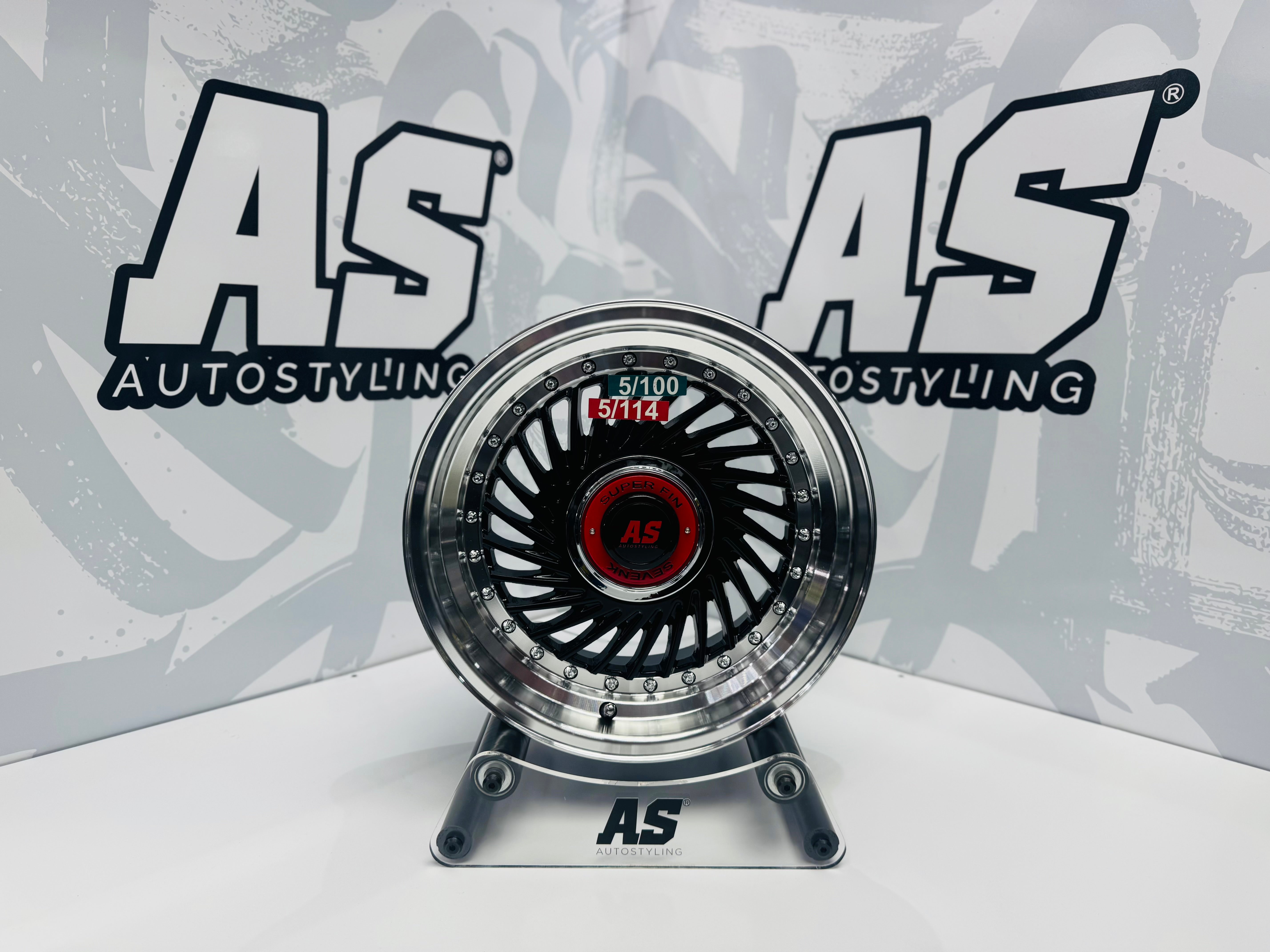15” AS- SUPERFIN GLOSS BLACK 5/100 5 /114  wheels