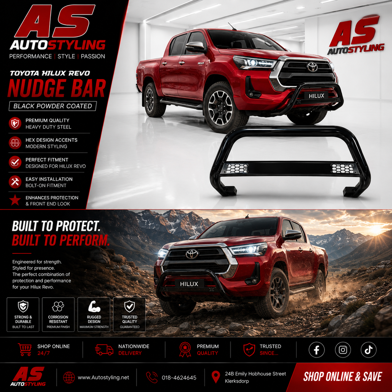 TOYOTA HILUX  2016+  NUDGE BAR BLACK MESH - Autostyling Klerksdorp