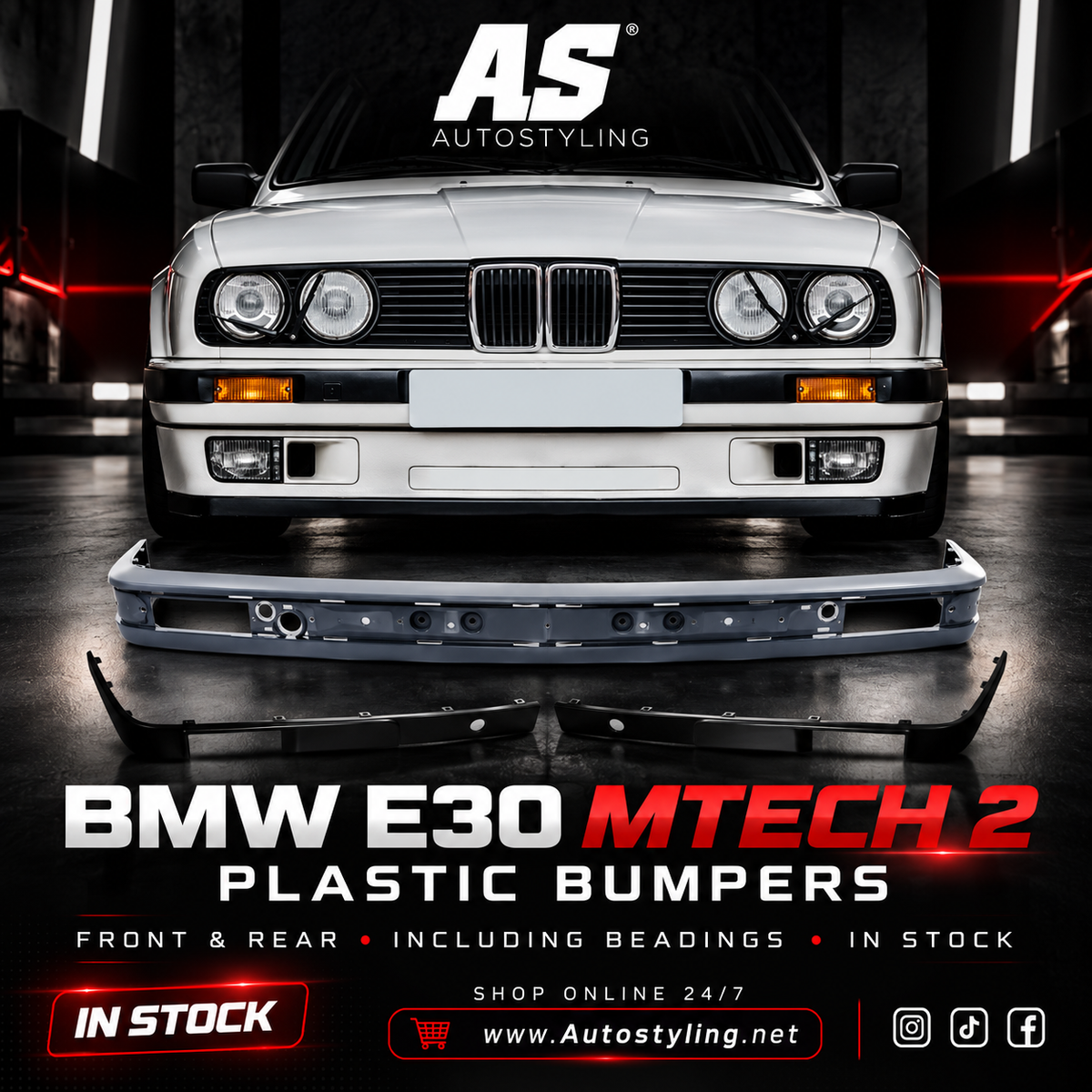 BMW E30 PLASTICFRONT BUMPER including beadings