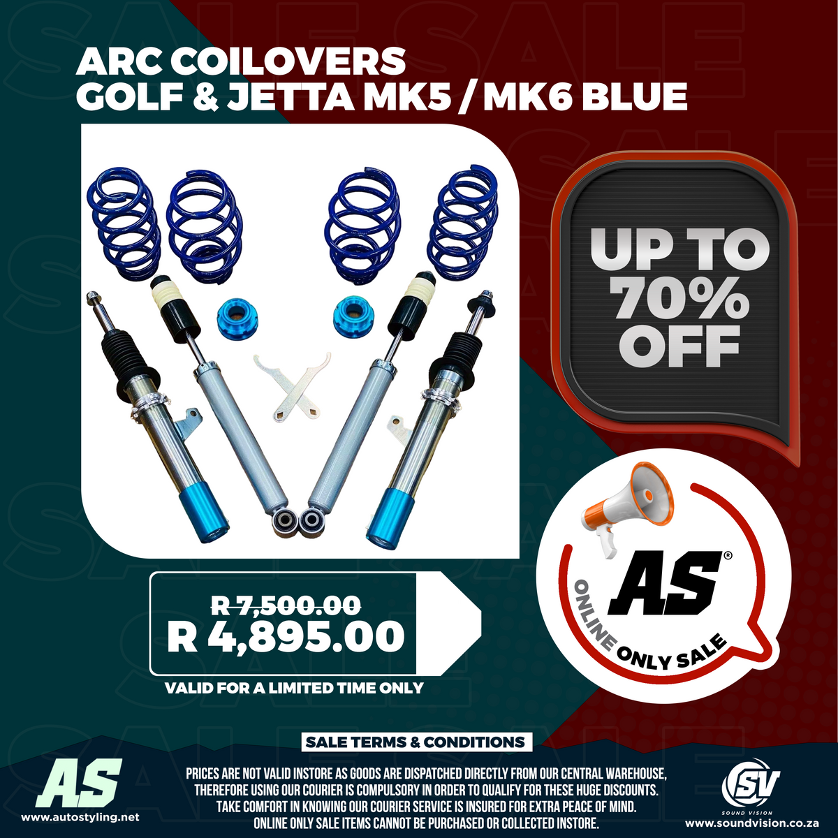 ARC COILOVERS VW GOLF & JETTA MK5 / MK6 BLUE