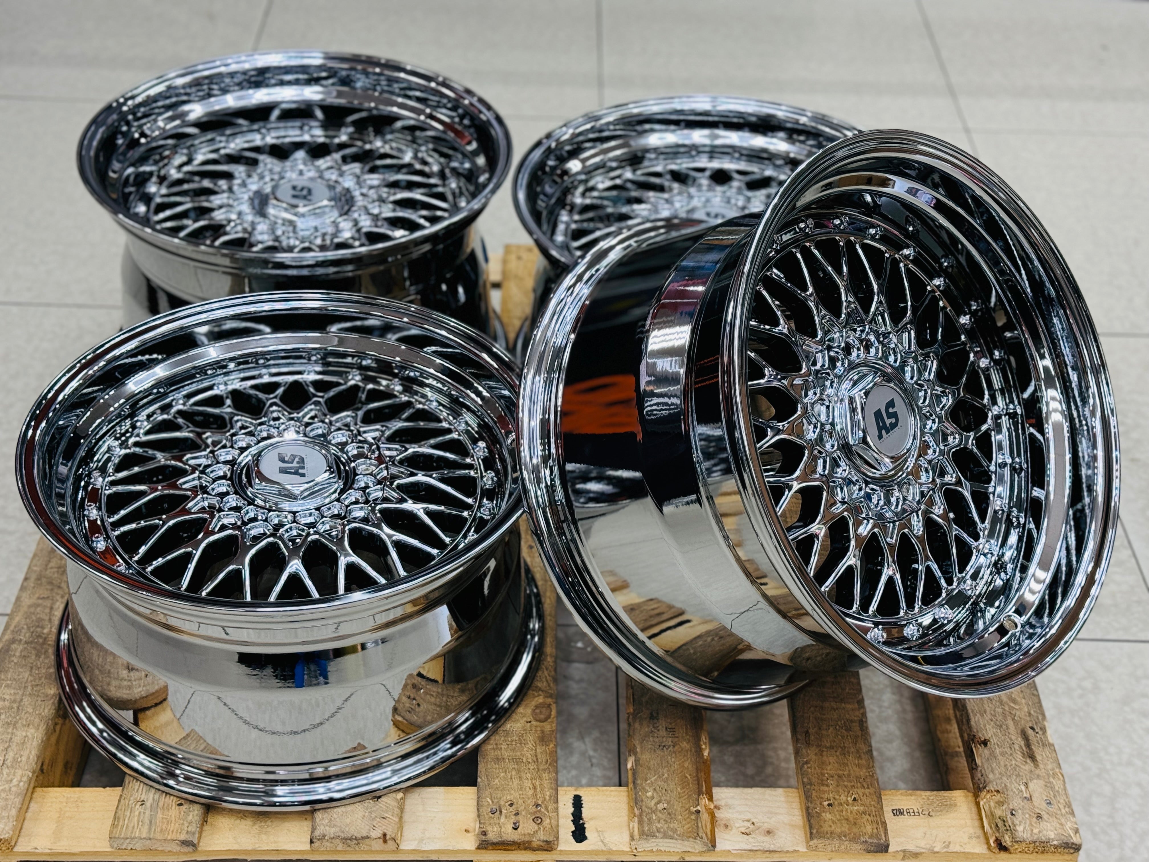 17” AS® CHROME WITH CHROME STUDS  4x100 & 5x100 10j