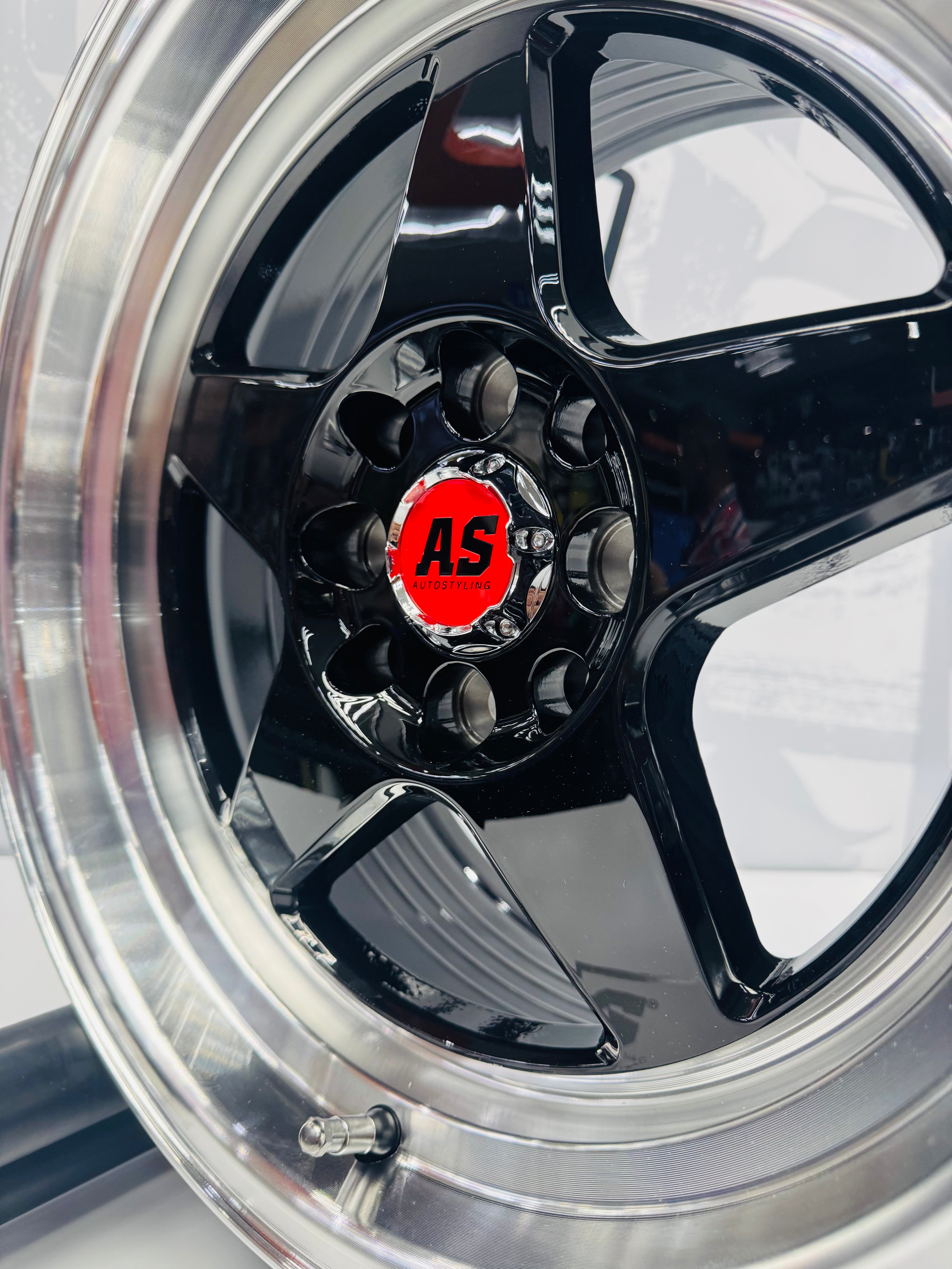 15” AS- 7703  4/100 4/108 black wheels