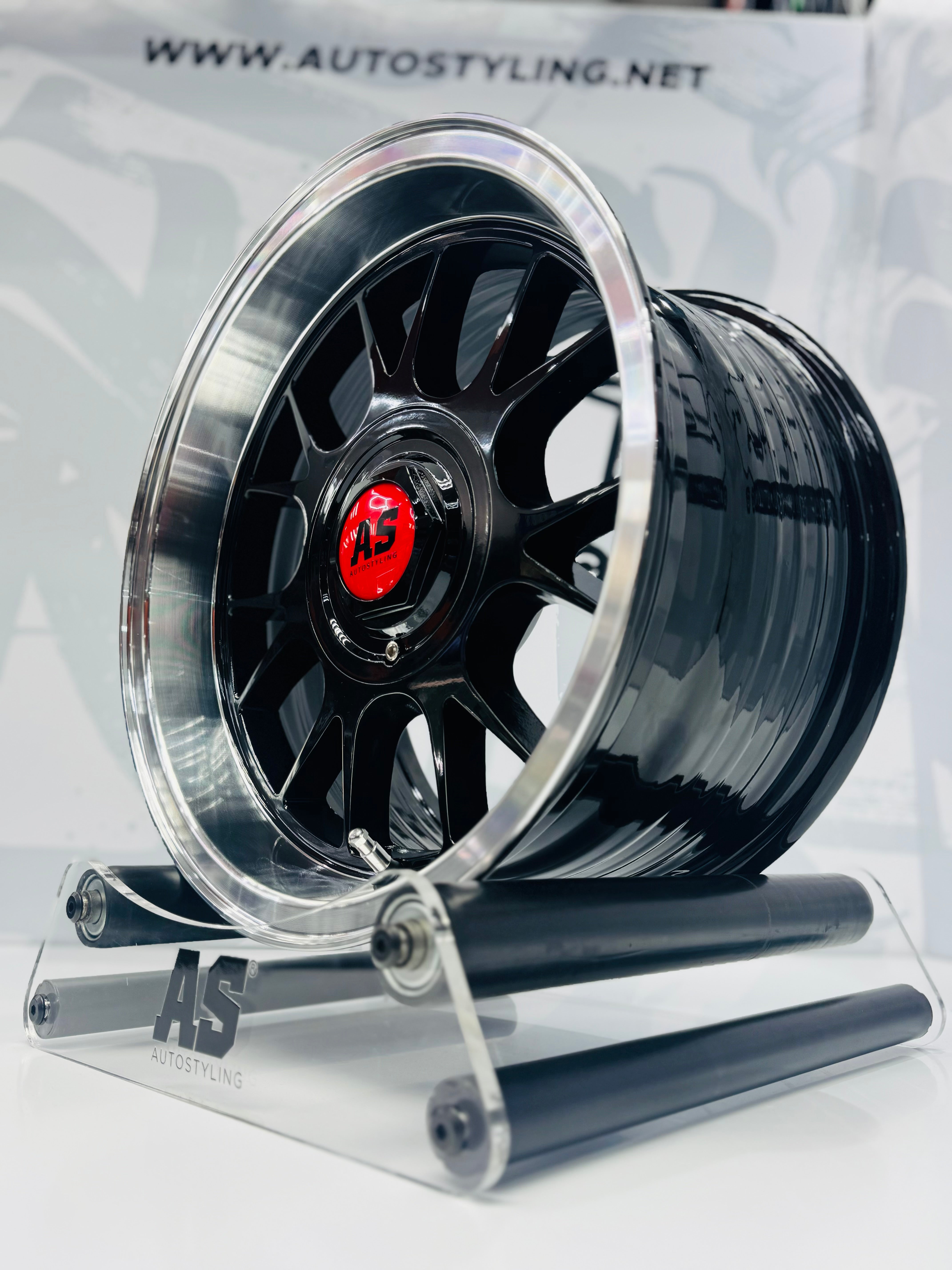 15” AS- 7567 5x100 & 5x114 black  machine lip wheels