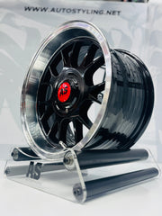 15” AS- 7567 5x100 & 5x114 black  machine lip wheels