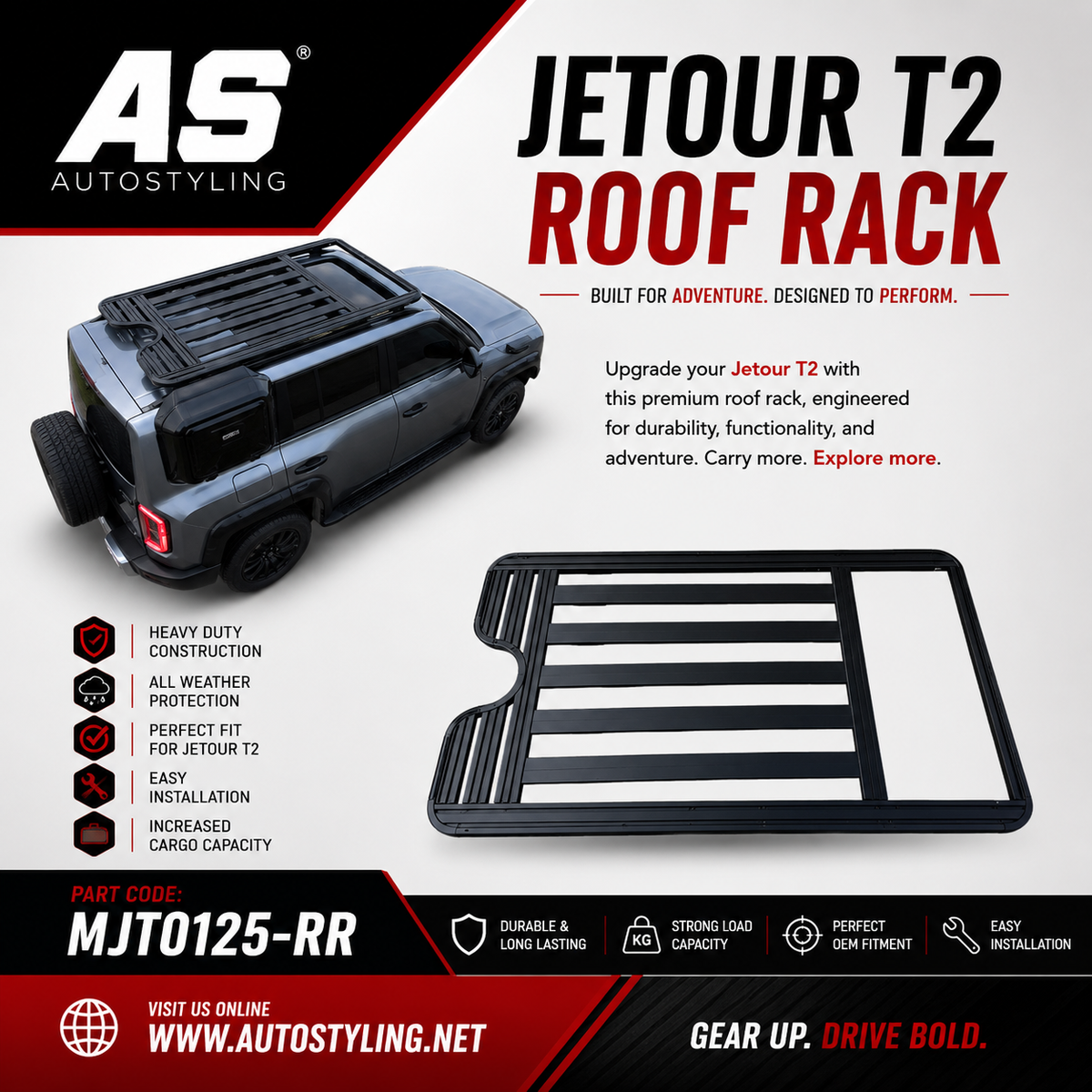 Jetour T2 (25-On) Aluminium Luggage Platform Roof Rack - Autostyling Klerksdorp