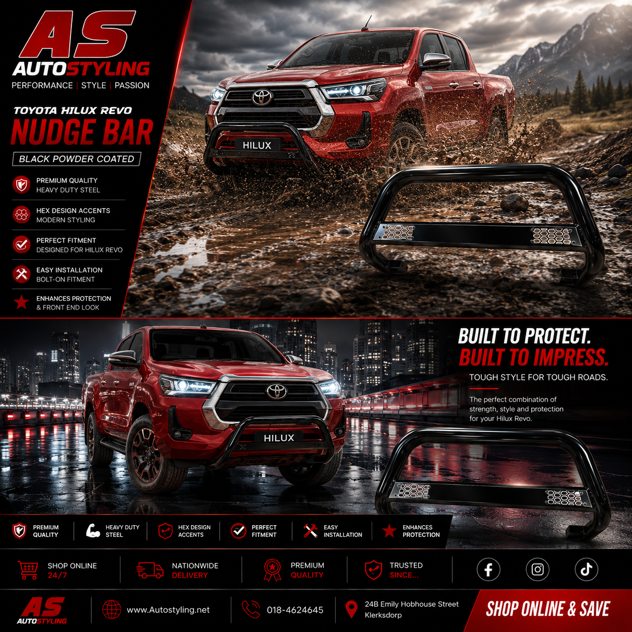 TOYOTA HILUX  2016+  NUDGE BAR BLACK MESH - Autostyling Klerksdorp