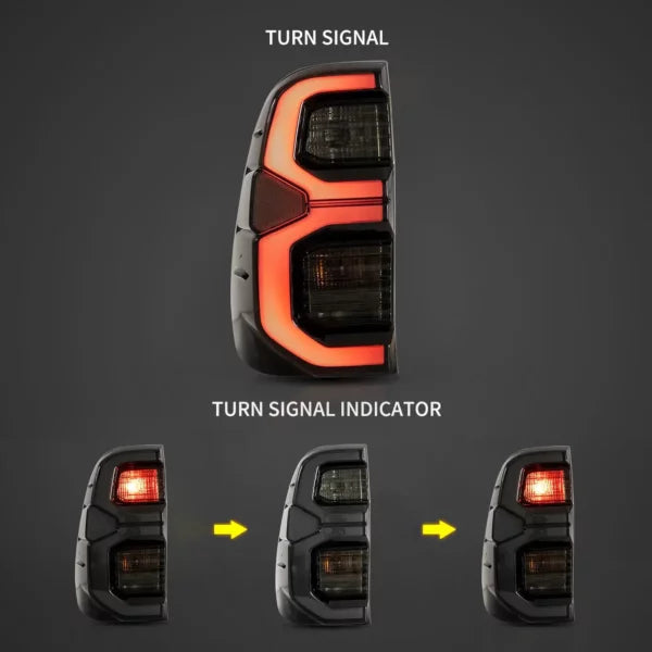 2015 to 2022 GD6 style Toyota Hilux SR5 8th Gens (GUN125,GUN126R) Vland LED Tail Lights With Dynamic Welcome Lighting