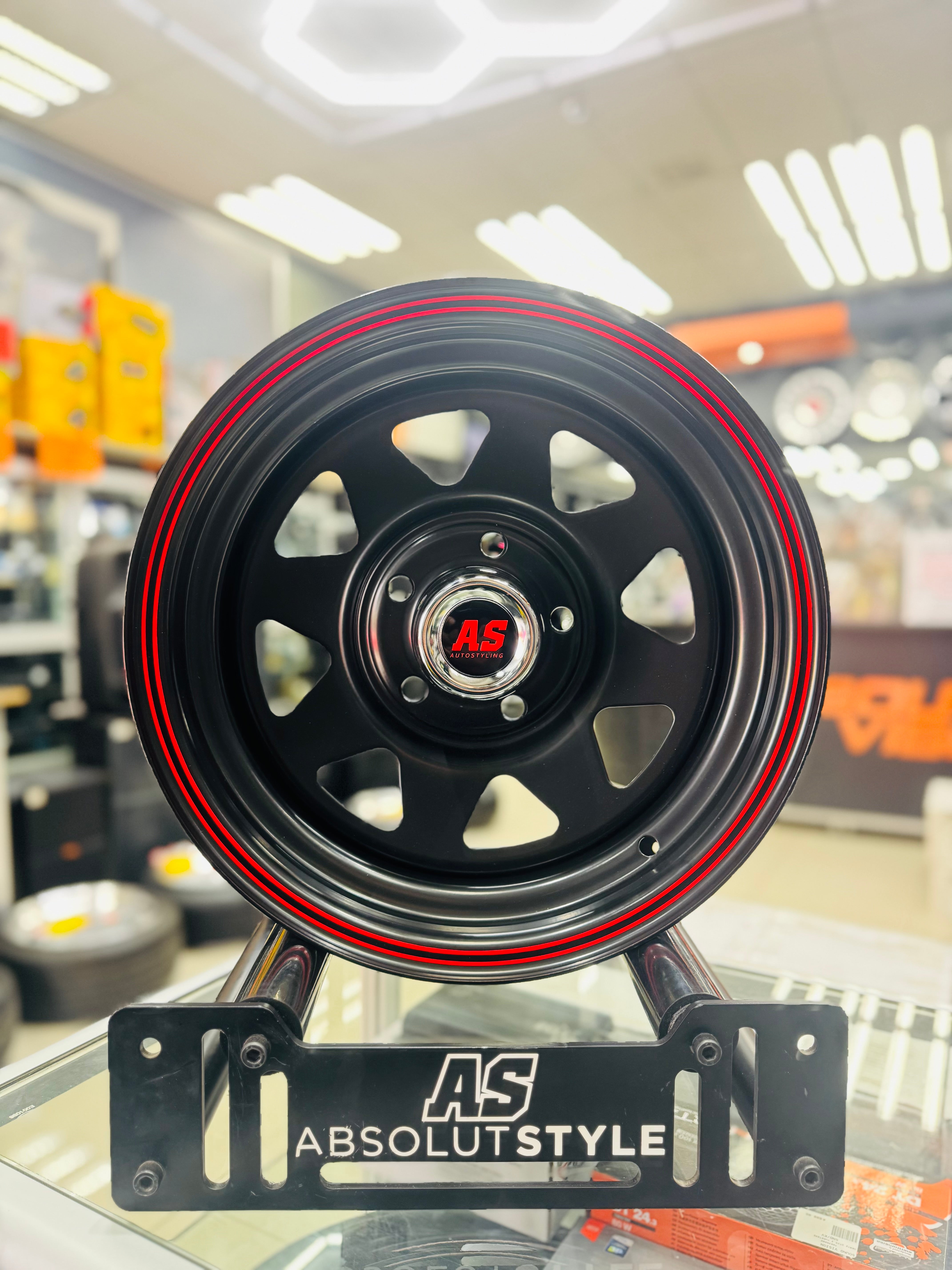 14” A-LINE 8 SPOKE BLACK RED STRIPE 5/114 for 7 seaters