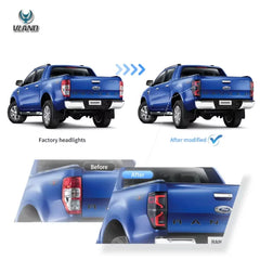 VLAND Full LED Tail Lights For Ford Ranger (T6) 2012-2018 BLACK