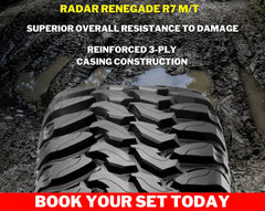 18 ” 33x12.5 RADAR RENEGADE R7 MUD TERRAIN WHITE LETTER TYRES