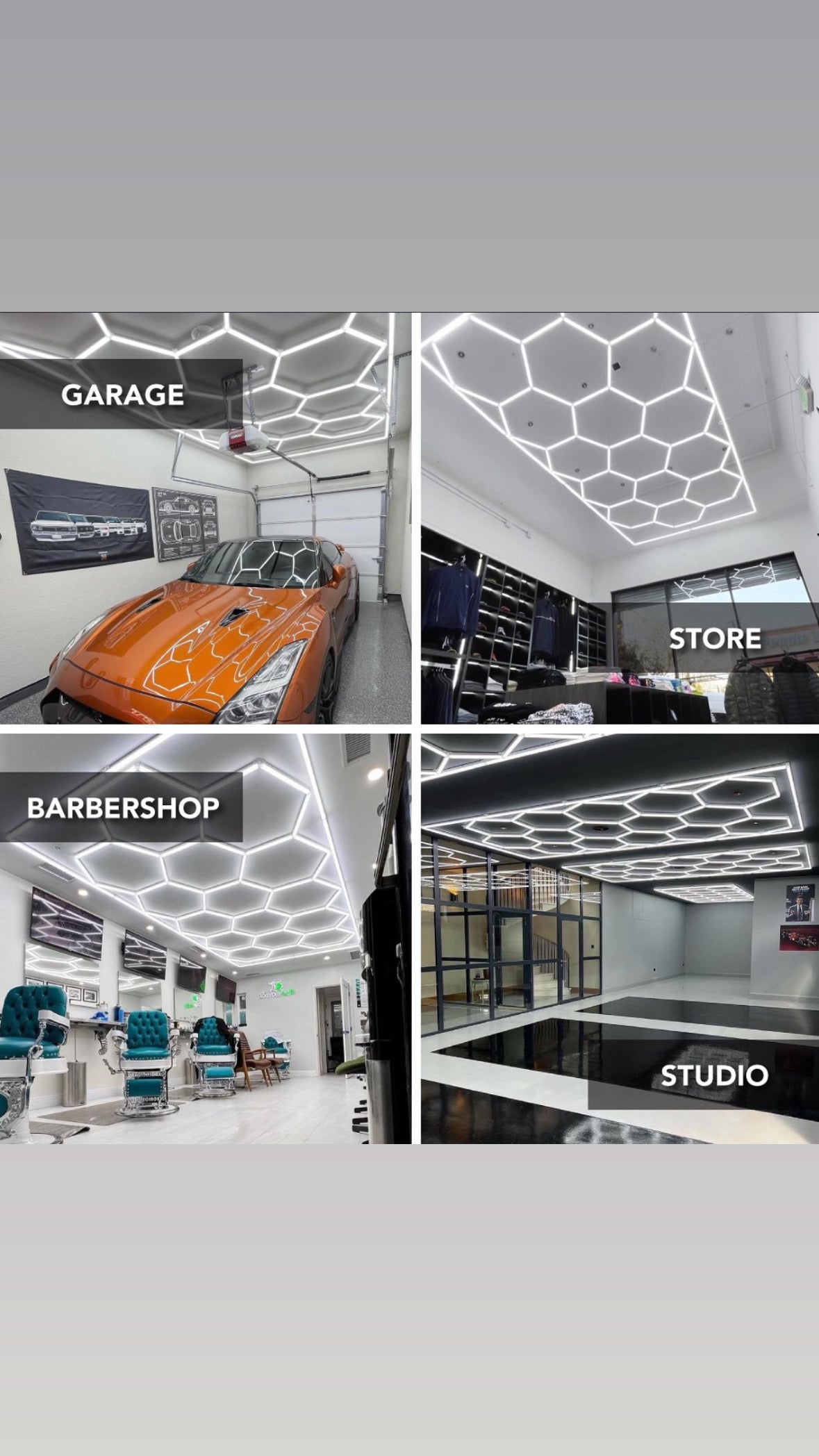 Autostyling Klerksdorp Hexagonal Grid Light Aluminium Ceiling Light LED Ceiling Lamp With Bulb (White) 2.4m x4.8m WHOLESALE PRICE DIRECT TO PUBLIC !