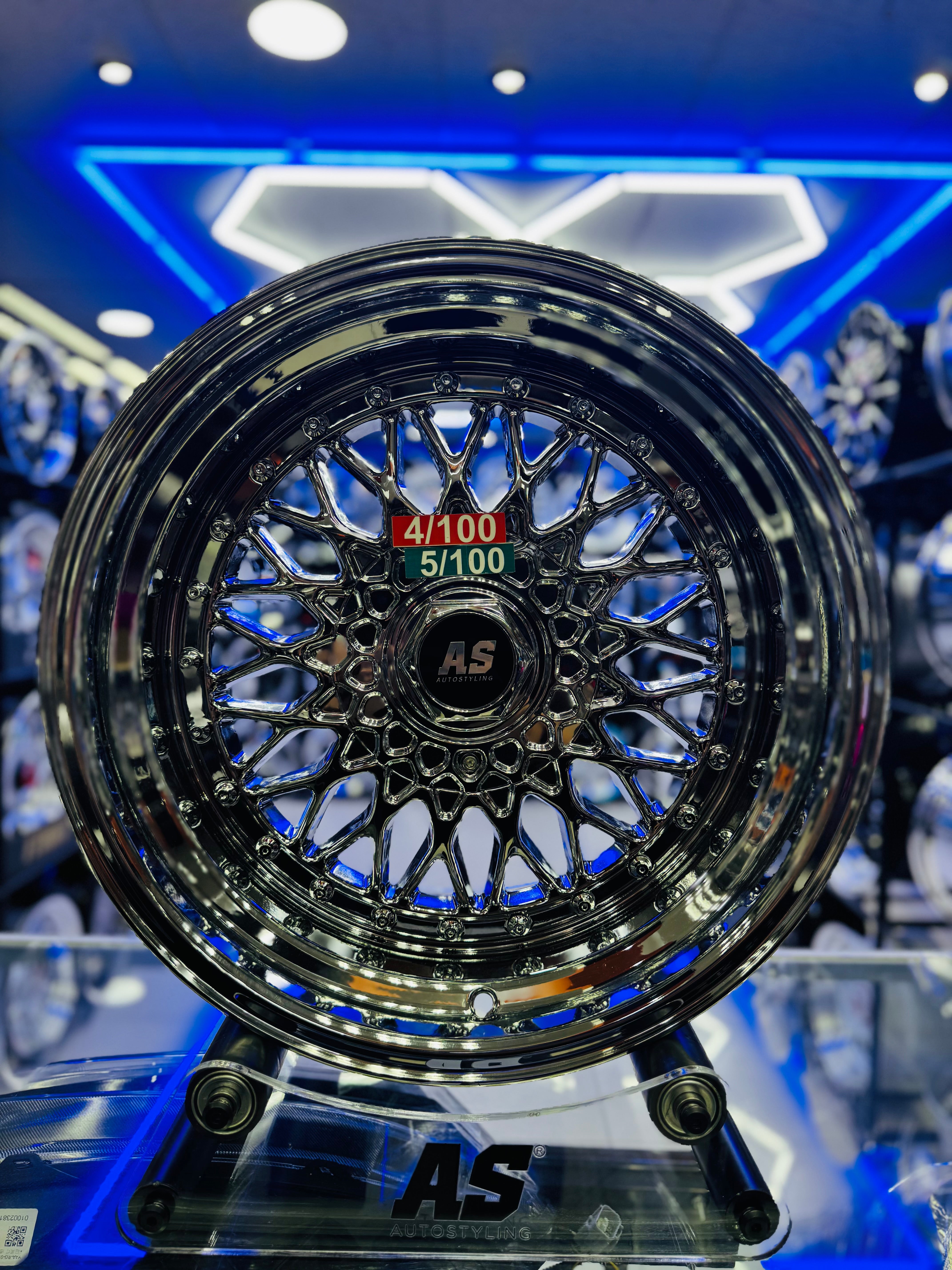 17” AS® CHROME WITH CHROME  STUDS  4x100 & 5x100 8.5j/ 10j - Autostyling Klerksdorp