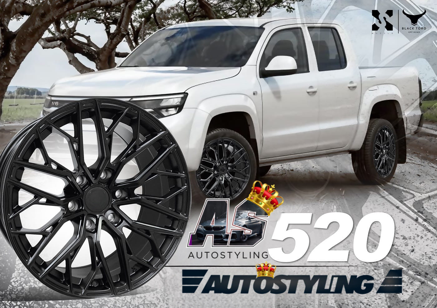 20” AS LOS ANGELES  520 SATIN BLACK BAKKIE RIMS 6/139 PCD