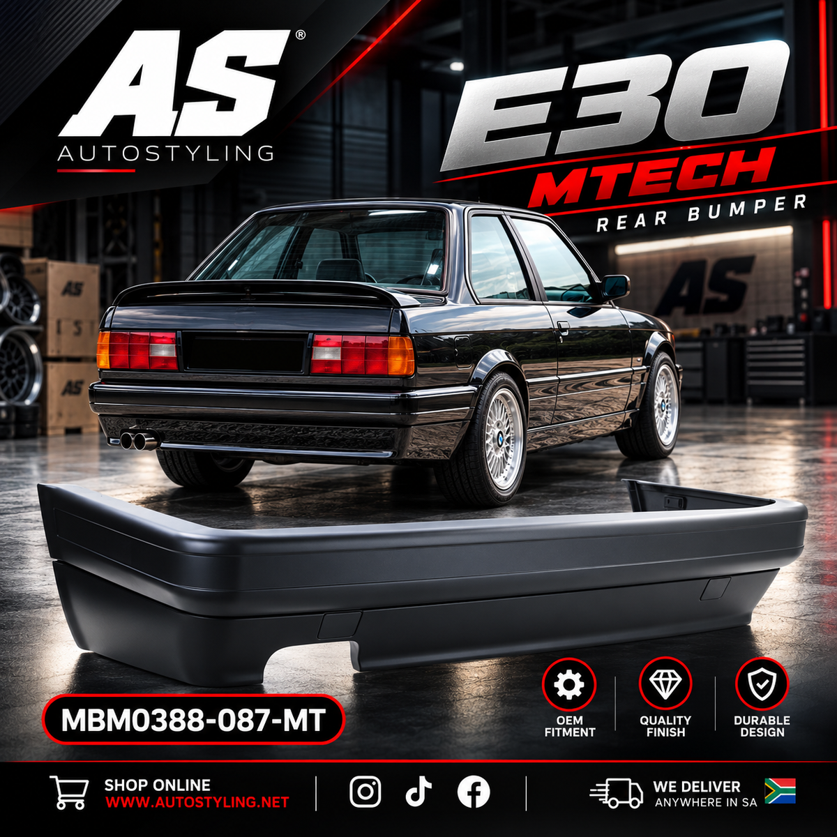 BMW E30 PLASTIC MTECH 2 REAR  BUMPER