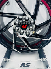 15” M8966 4x100 4x114  Machine black /red - Autostyling Klerksdorp